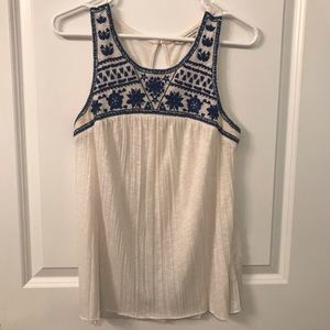 AMERICAN EAGLE OUTFITTERS Cream Tank with blue
